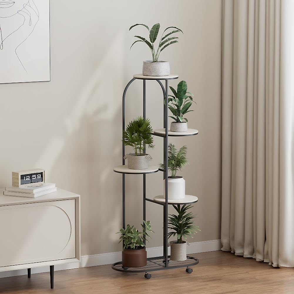 Soporte para plantas de metal negro mate de 5 niveles Garvee